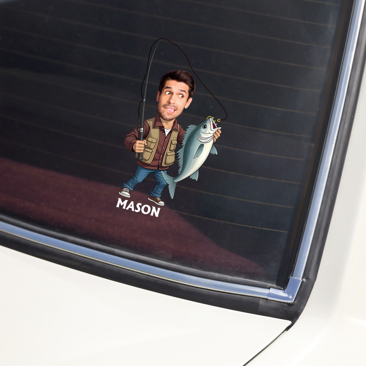 Custom Face Fisherman Fishing Car Sticker - Gift For Dad, Fishing Lovers HO82 902366