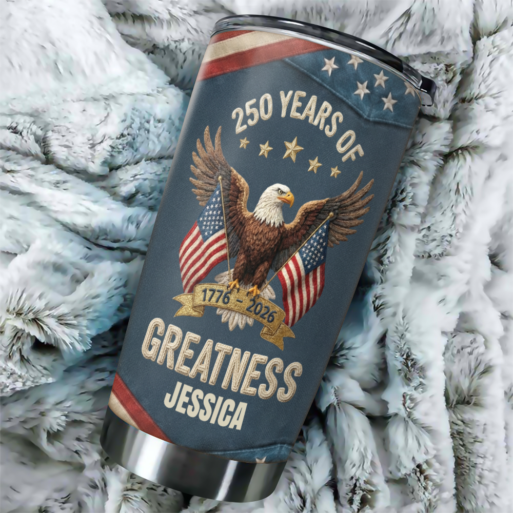 Personalized 250th Anniversary USA Patriotic Faux Pattern Fat Tumbler HO82 901302