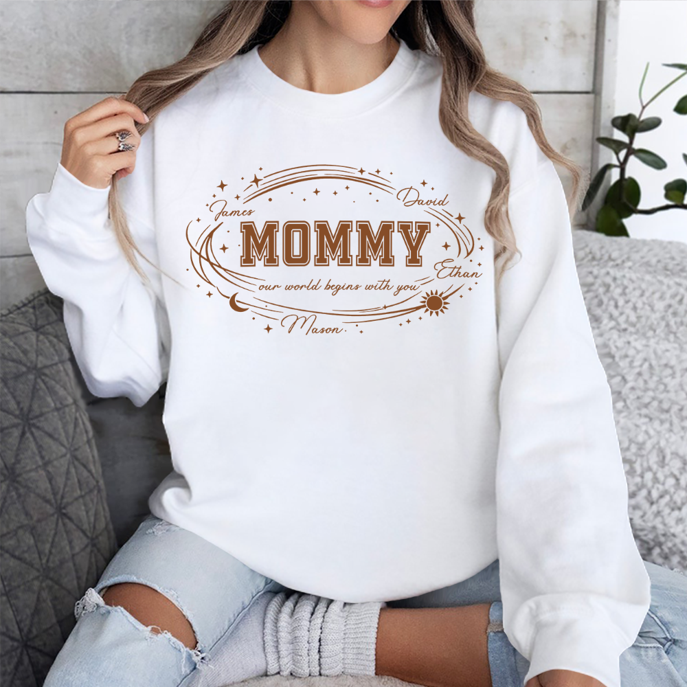 Personalized Mom - Our World Begins With You Star Trails Shirt With Mom and Kid Name CH07 895440