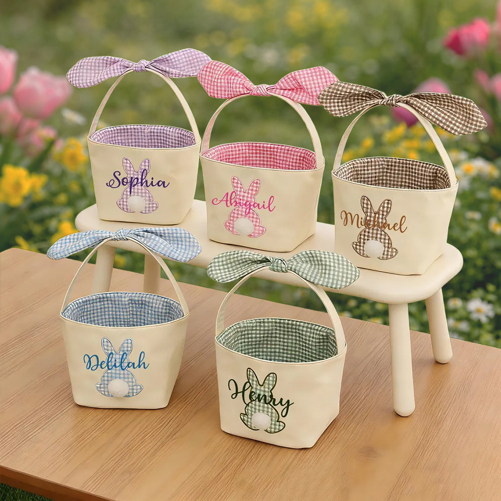 Personalized Name Bunny Rabbit Basket Embroidered Easter Basket Easter Gift for Kid HA75 920802