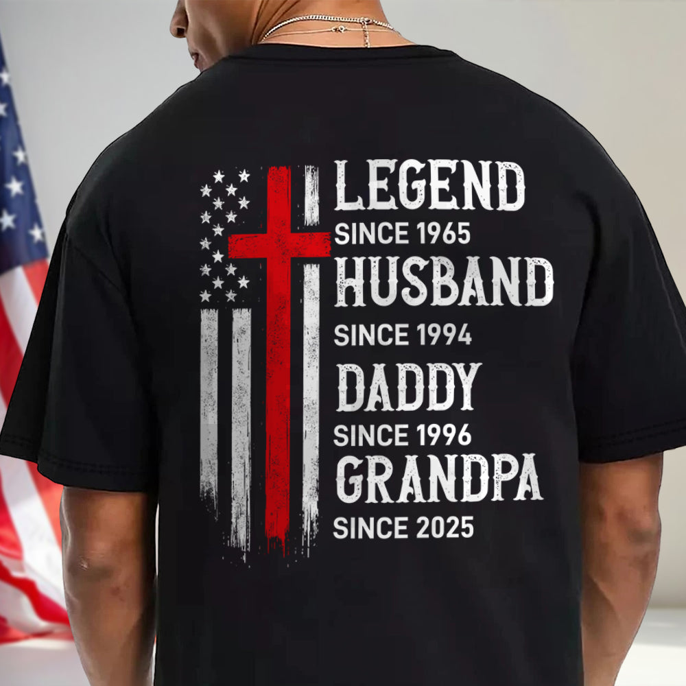 Personalized Legend, Husband since 4th Of July Back Dark Shirt Gifts For Dad, Grandpa HA75 920772