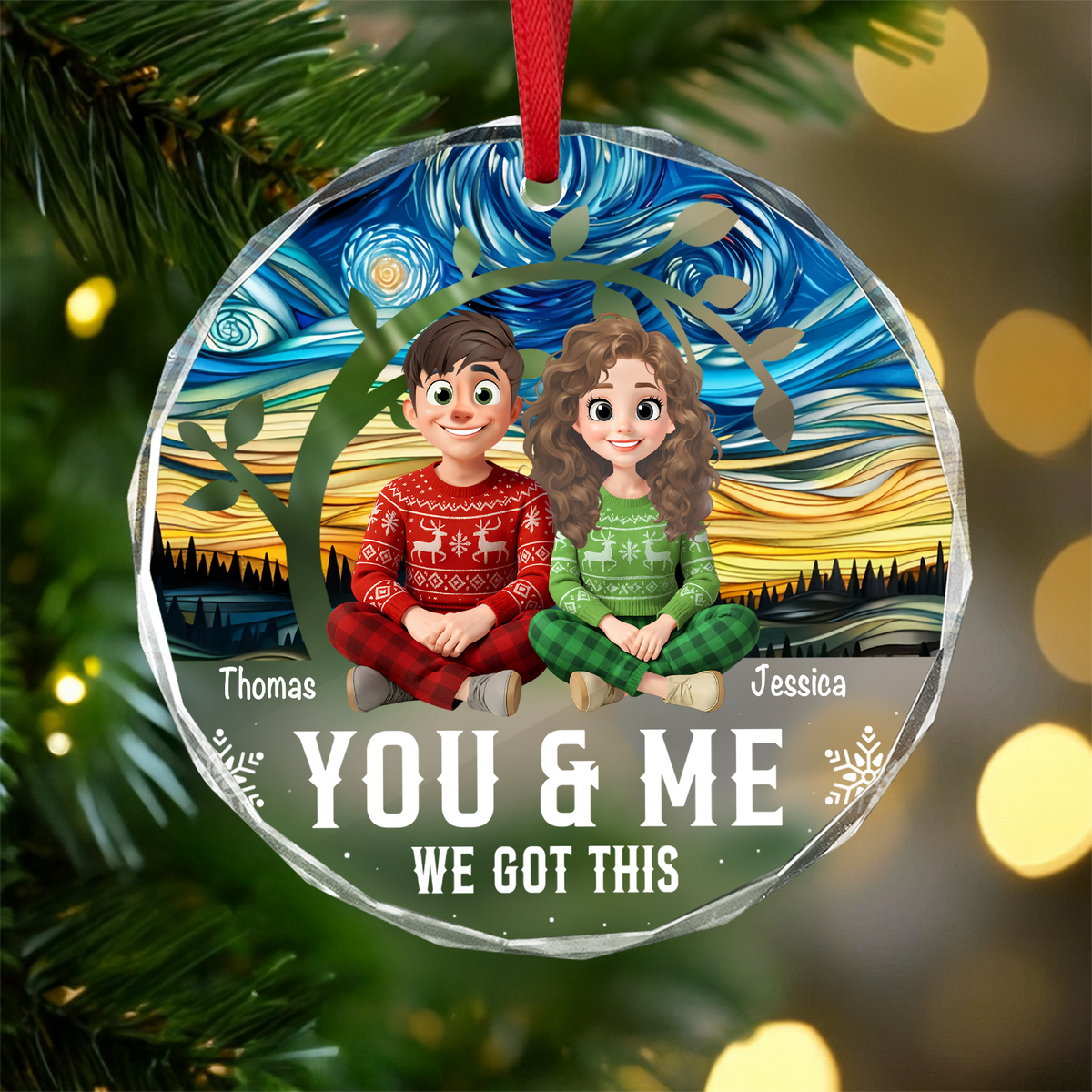 Personalized Forever You And Me Christmas Glass Ornament TH10 896477