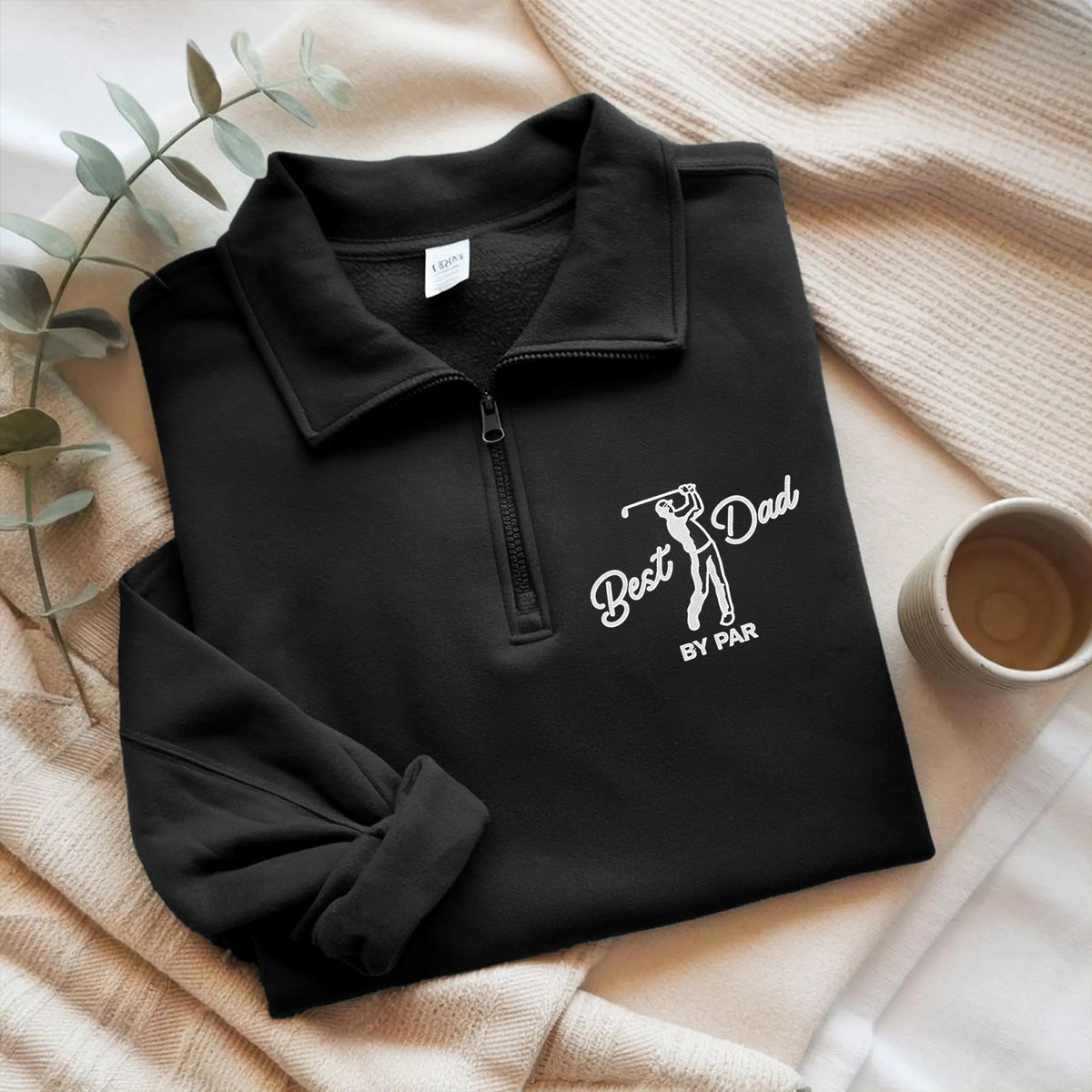 Embroidered Best Dad By Par Golf Quarter Zip Sweater, Unique Gift For Golf Enthusiast HO82 900798