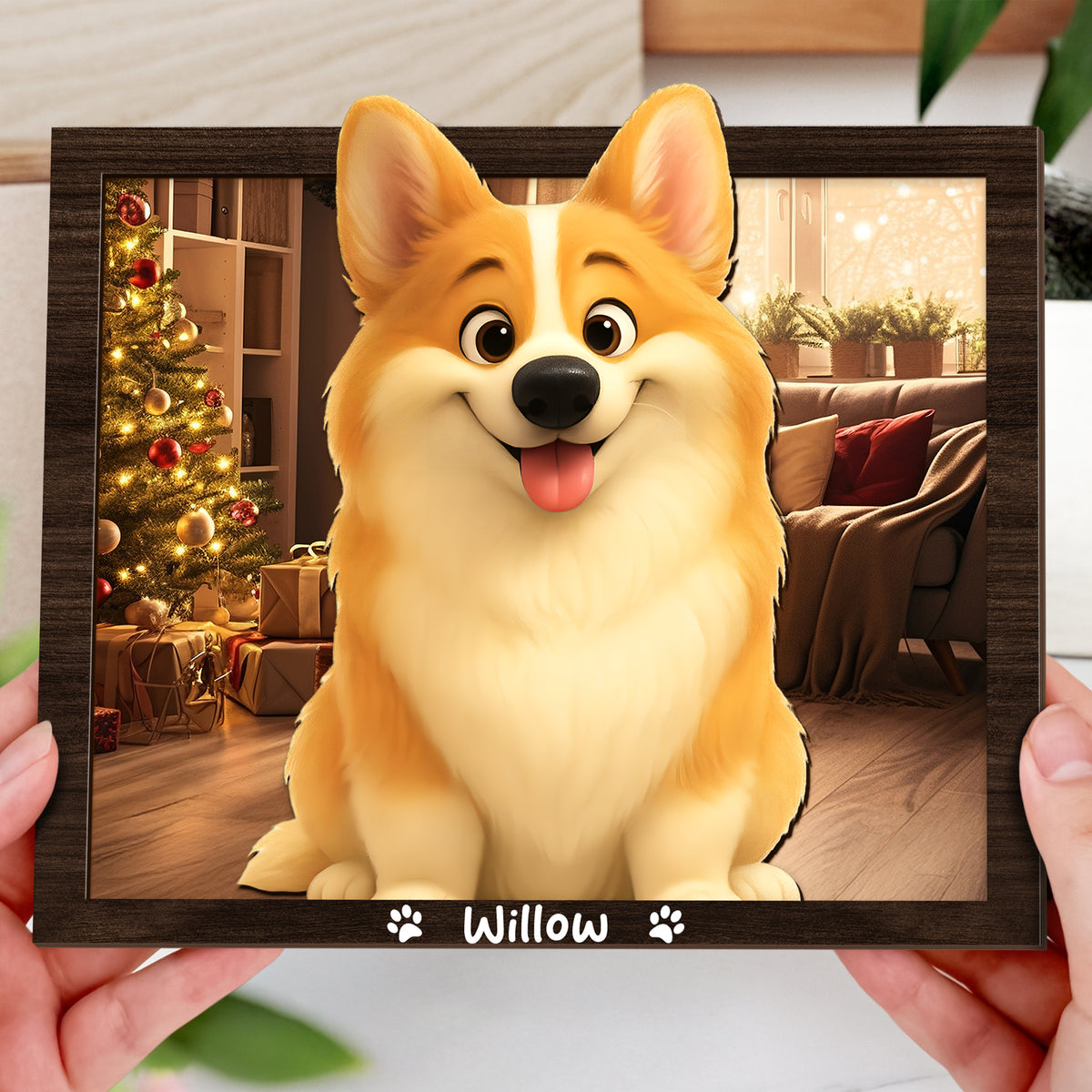 Custom Cartoon Photo Cute Gifts For Pet Lovers 2-Layered Wooden Plaque With Stand LM32 893523