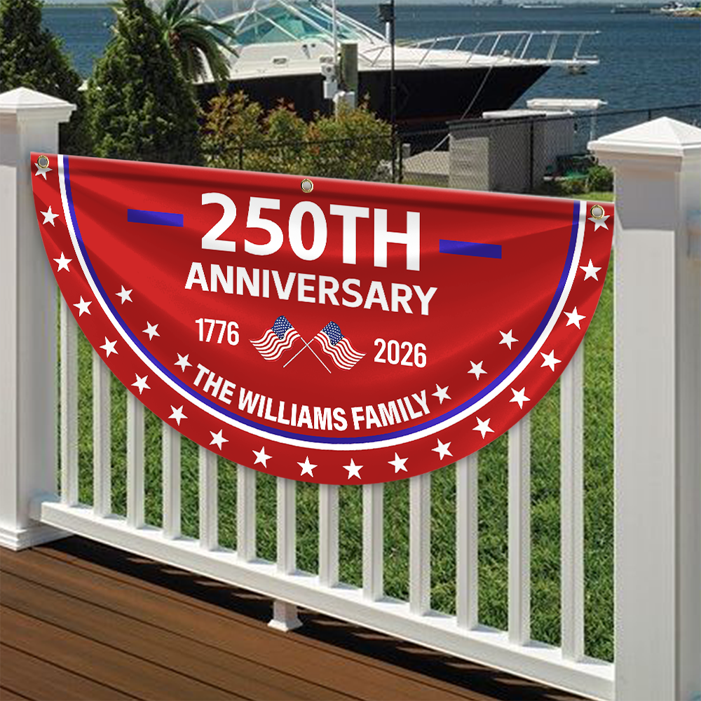 Custom Family Name 250th Anniversary 1776-2026 America Non-Pleated Fan Flag HA75 898792