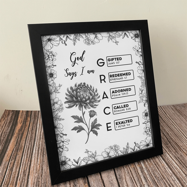 God Says I Am Name Letter In Bible Toile De Jouy Style - Personalized ...