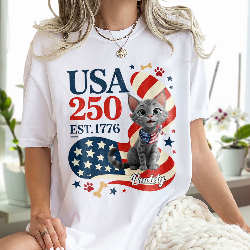 Personalized American Cat 250th Anniversary Patriotic Bright Shirt LM32 899179