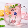 Personalized First Mom Now Grandma Birth Month Flowers Pink Gradient Glass Mug HO82 901796