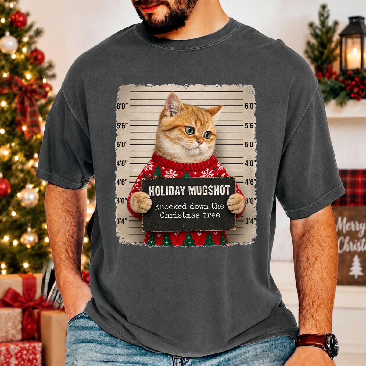 Custom Photo Cat Mugshot Funny Holiday Comfort Shirt For Cat Lover HA75 919590