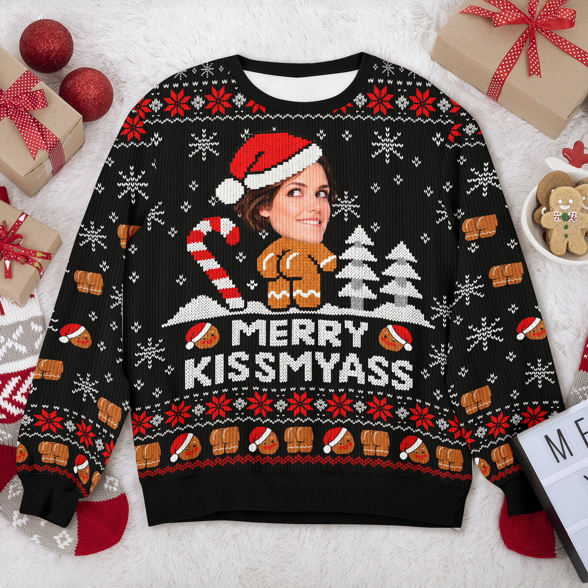 Custom Face Merry Kiss My Ass Ugly Christmas Sweater For Guys TH10 171233