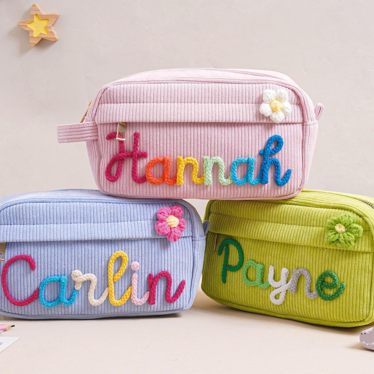 Custom Yarn Name Corduroy Pencil Case, Back to School Gift, Gift for Kids LM32 669273
