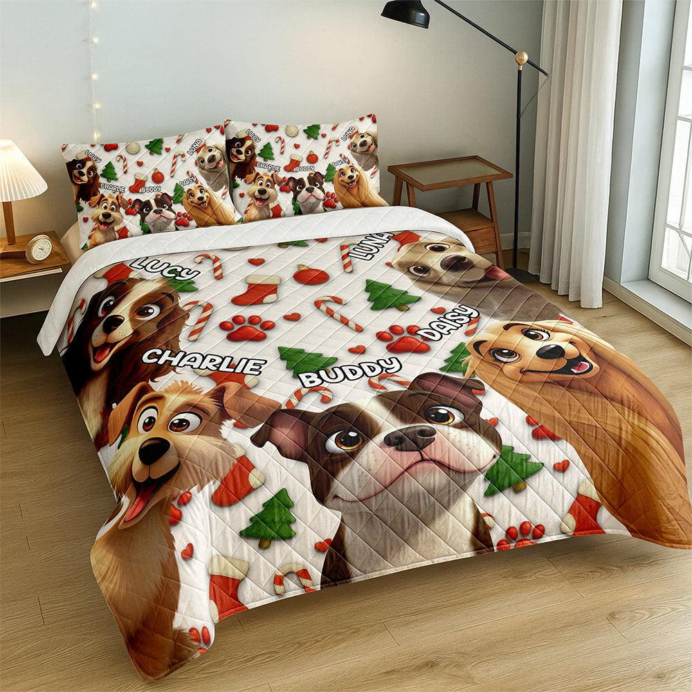 Custom Dog Cartoon Ver 2 - Personalized Quilt Bedding Set For Dog Lover LM32 897153