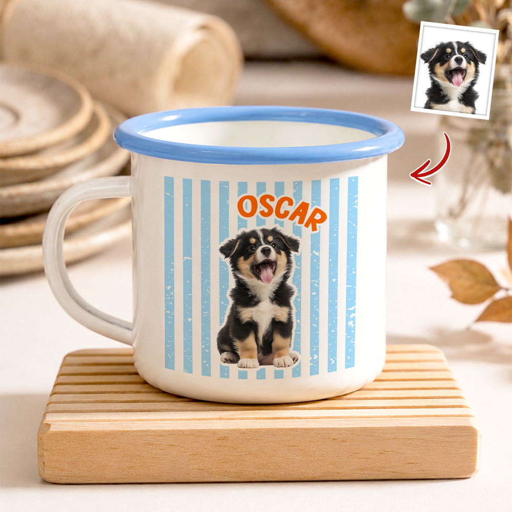 Custom Dog Photo Retro Style 12oz Two-Tone Enamel Mug CH07 911990