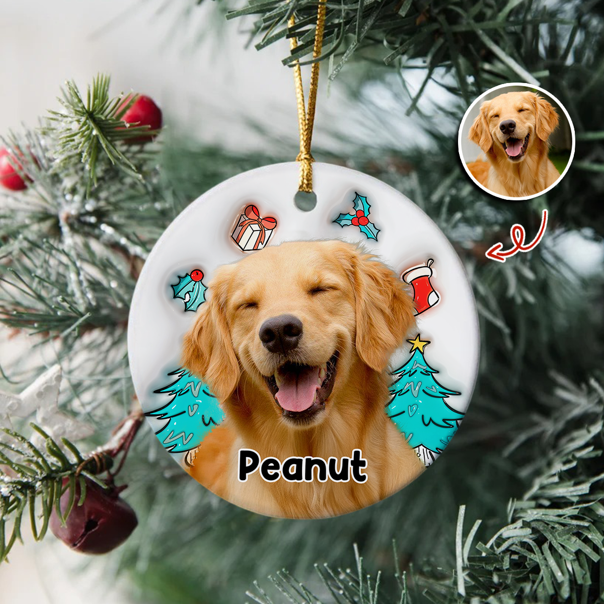 Custom Dog Photo I Am Santa 3D Inflated Effect Ceramic Ornament Personalized Gift For Dog Lovers HO82 894712
