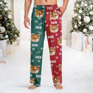 Custom Cat Face Photo Color Split Sweatpants Gift For Christmas HO82 900388