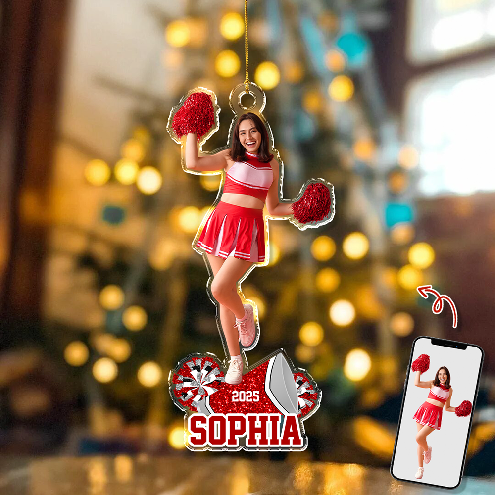 Custom Photo Cheerleading Team Christmas Gift Acrylic Ornament HA75 897344