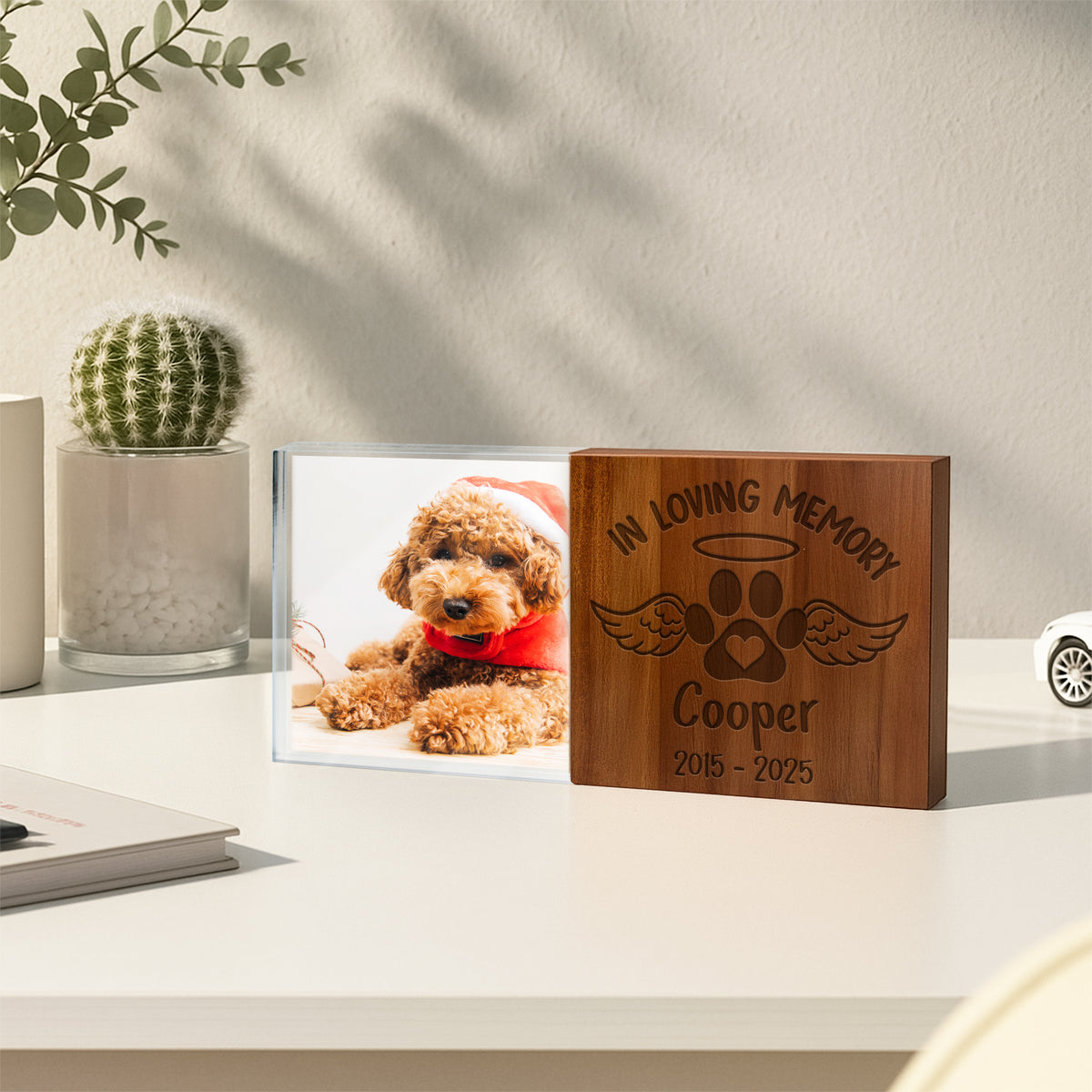 Custom Photo In loving Memory Dog Memorial Wooden & Acrylic Photo Block Set HA75 892700