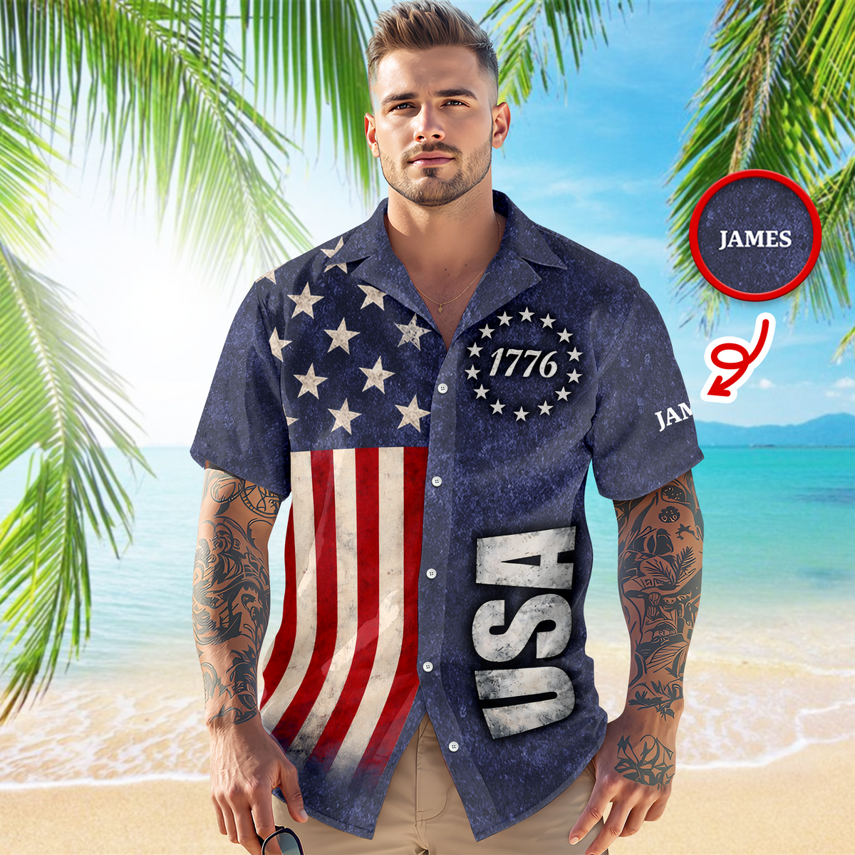 Custom Name Proud To Be An American Semiquincentennial 250 Years Hawaii Shirt HO82 902176