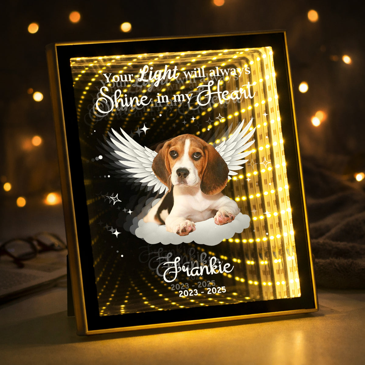 Custom Photo Dog Cat Pet Your Light Will Always Shine In My Heart Memorial Infinity Mirror Light Box HO82 901626