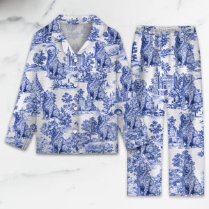 Custom Dog Breeds Chinoiserie Toile De Jouy Style Personalized Satin Pajamas HA75 892542