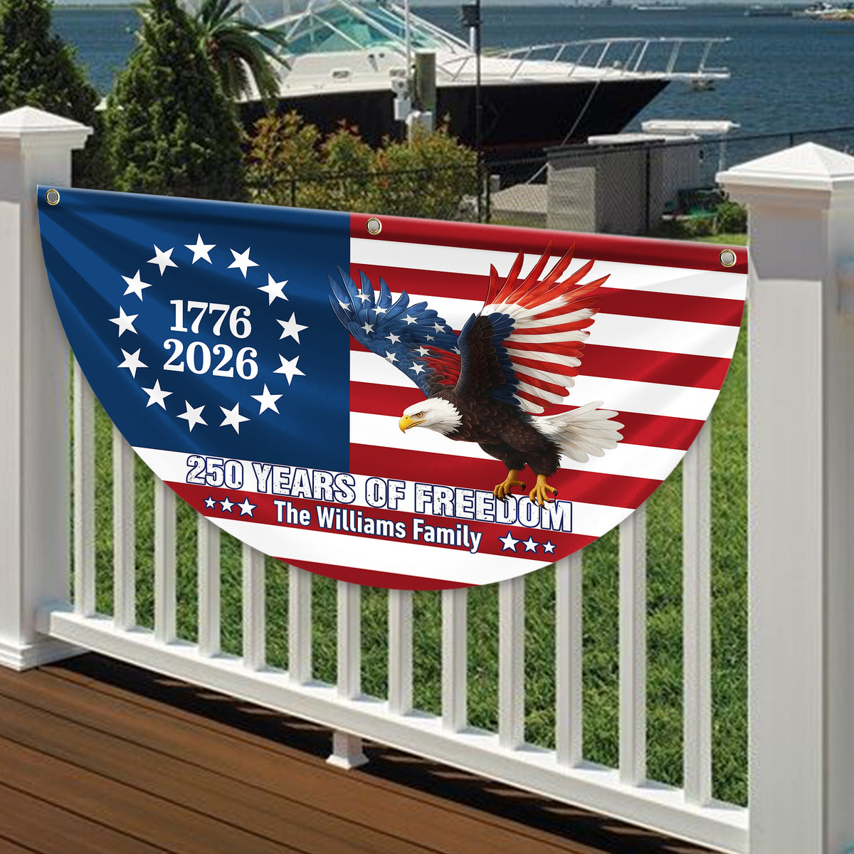 Personalized 250 Years Of Freedom 1776–2026 Eagle Non-Pleated Fan Flag HO82 901306