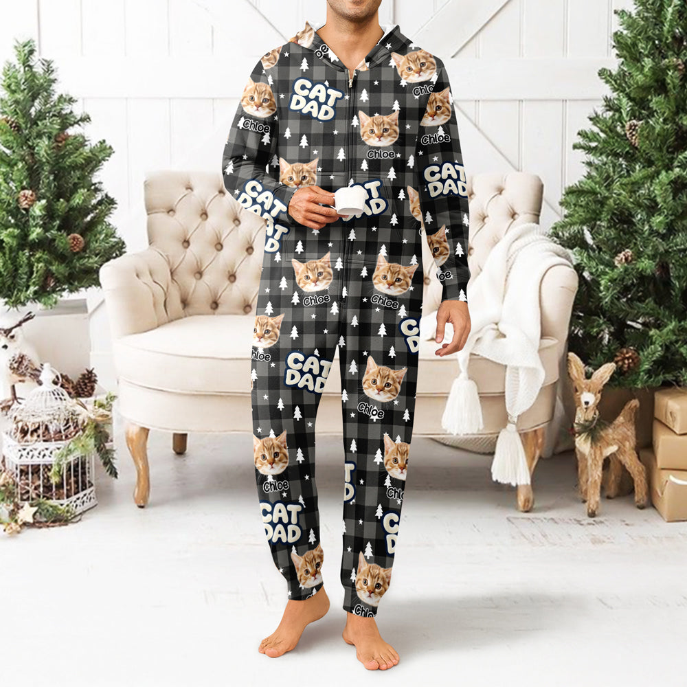 Personalized Dog Cat Face Dad Mom Christmas Onesie Pajamas For Pet Lovers HO82 904066