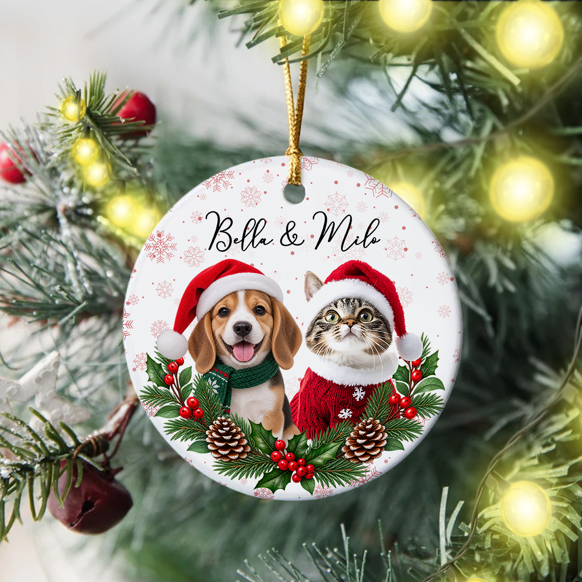 Personalized Pet Christmas Ceramic Ornament - Custom Dog Cat Xmas Keepsake Gift TH10 171299