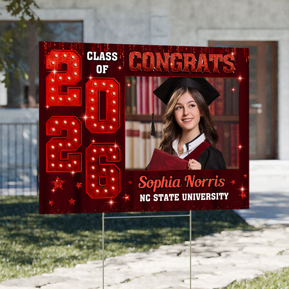 Custom Photo Congrats Class Of 2026 Graduation Yard Sign For Party Decor CH07 910742