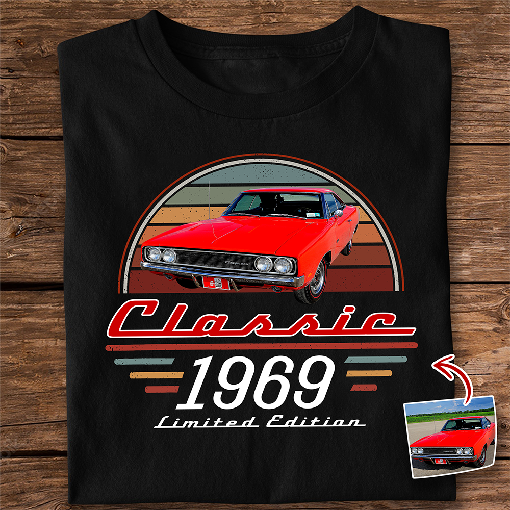 Custom Car Photo Classic Limited Edition Dark Shirt - Personalized Gifts For Dad, Grandpa, Family, Yourself CH07 180006