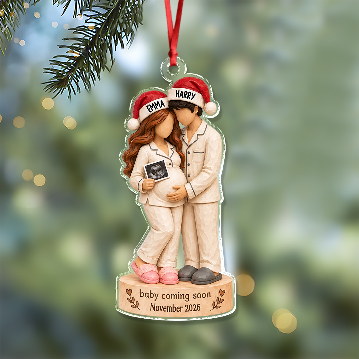 Custom Couple Pregnancy Ultrasound Acrylic Ornament Baby Announcement Christmas Keepsake CH07 180698