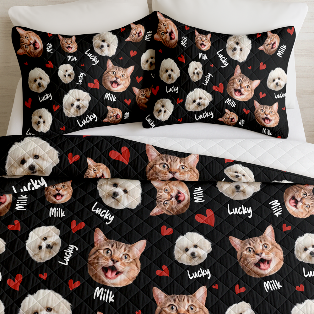 Custom Pets Face And Name - Personalized Photo Bedding Set Gift For Dog Lover Cat Lover CH07 899764