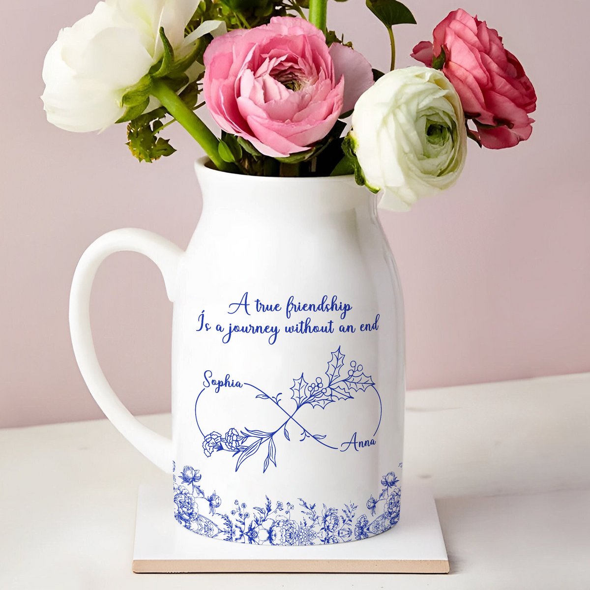 Personalized Gift True Friendship Without An End Toile De Jouy Vase LM32 893969