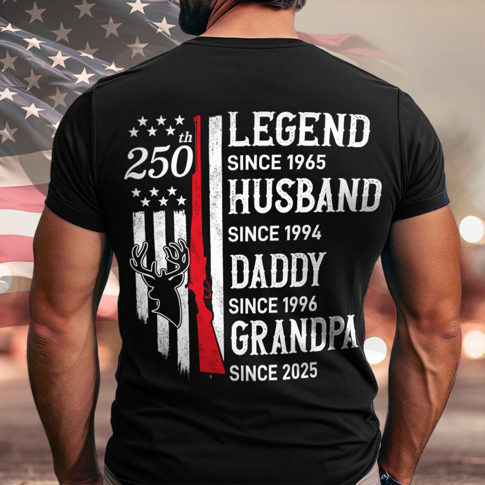 Personalized Legend, Husband since 4th of July Back Dark Shirt Gift for Hunting Dad HA75 920776
