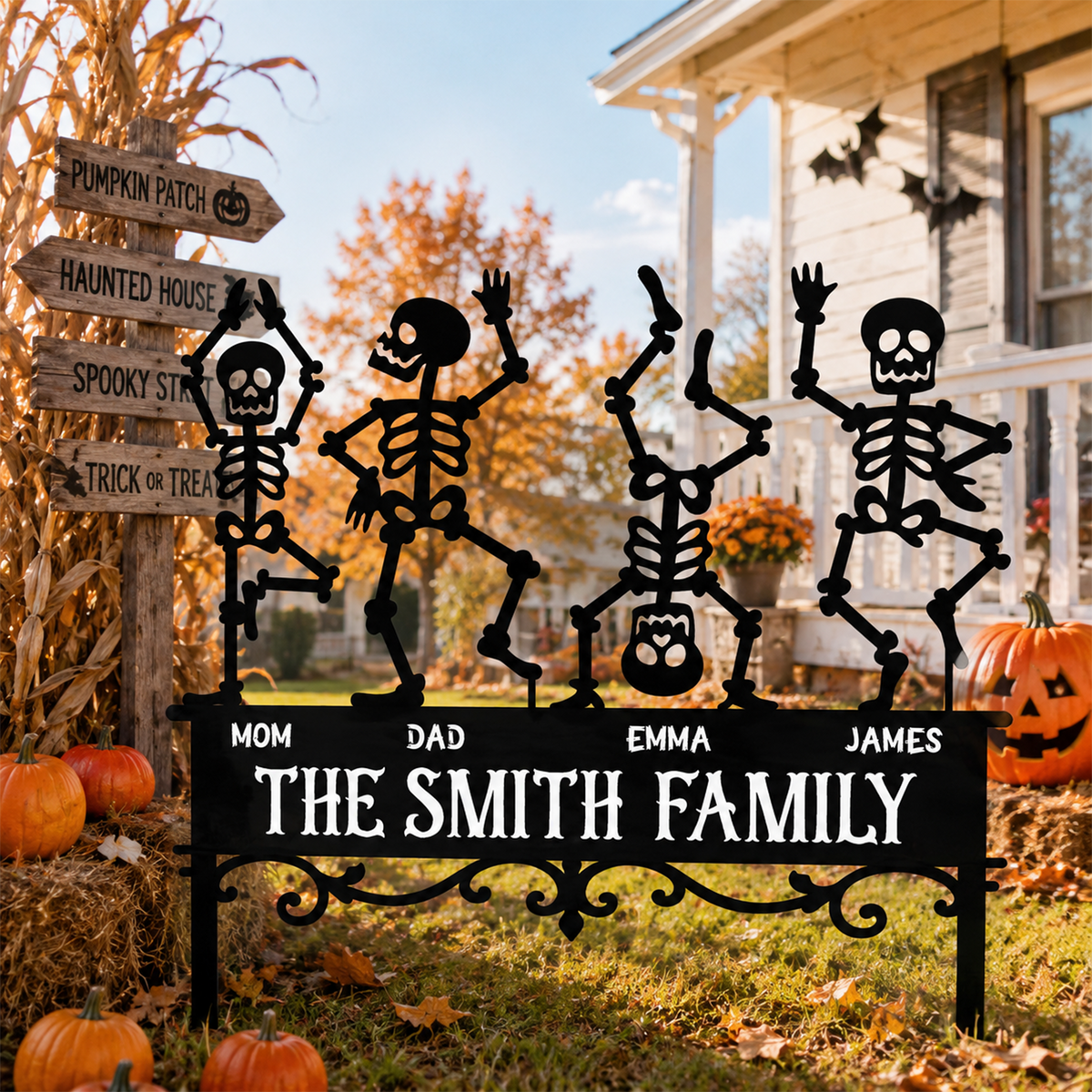 Custom Family Member Skeleton Garden Stake - Personalized Gifts for Halloween CH07 180210