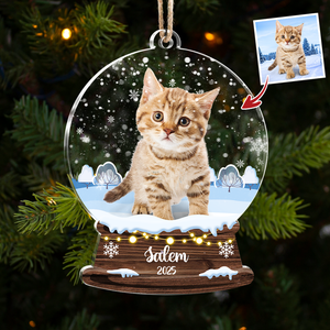 Custom Cat Photo Snowball Acrylic Ornament Christmas Gift For Cat Lovers CH07 896834