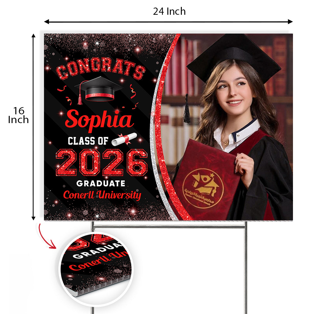 Custom Photo Class Of 2026 Personalized Graduation Yard Sign HA75 920462