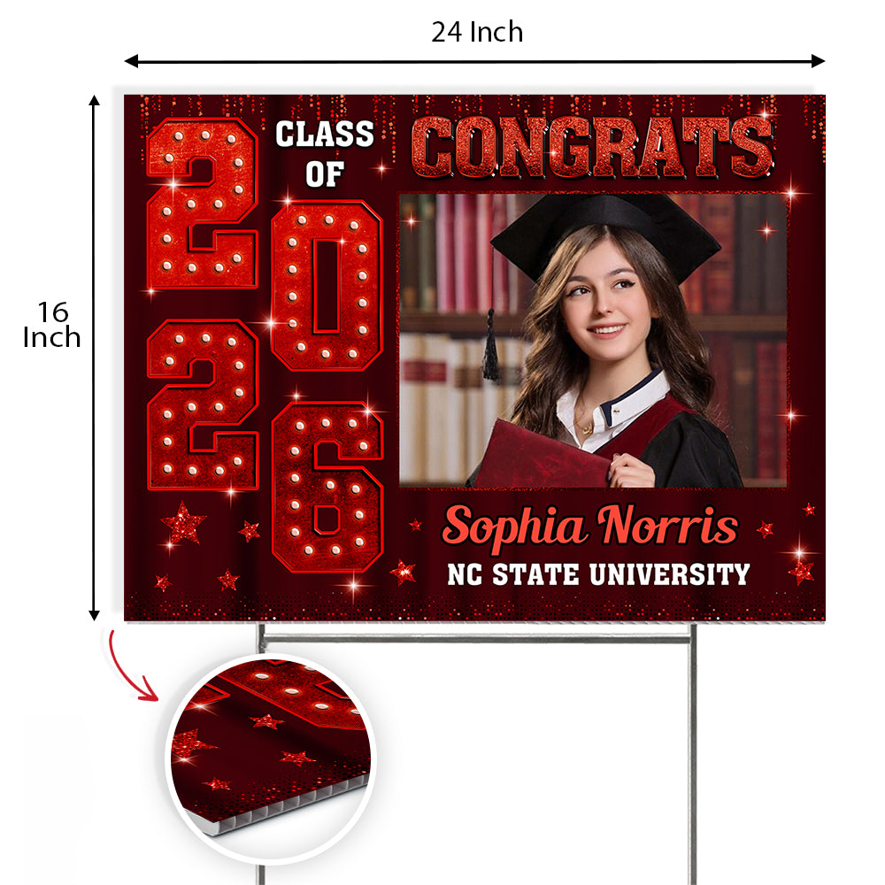 Custom Photo Congrats Class Of 2026 Graduation Yard Sign For Party Decor CH07 910742