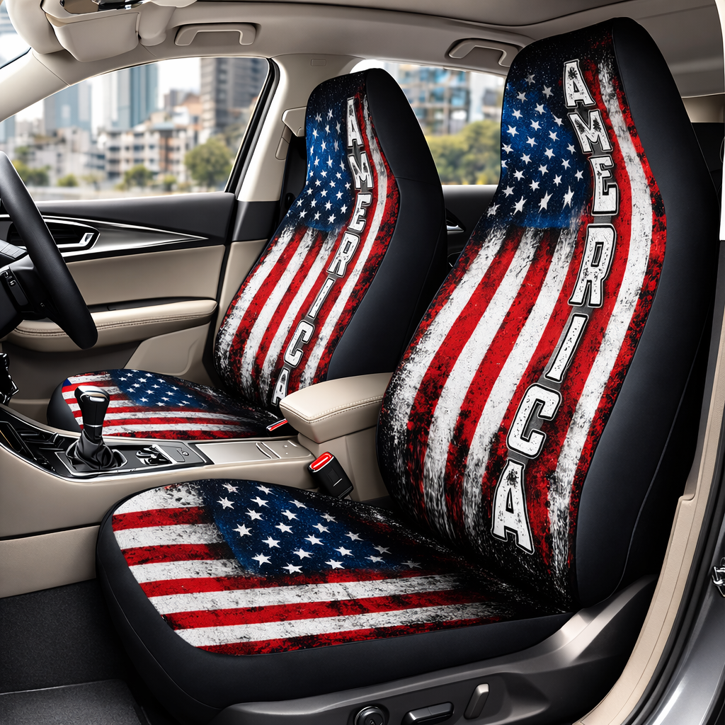 Personalized American Flag Freedom Independence Car Seat Cover LM32 899501