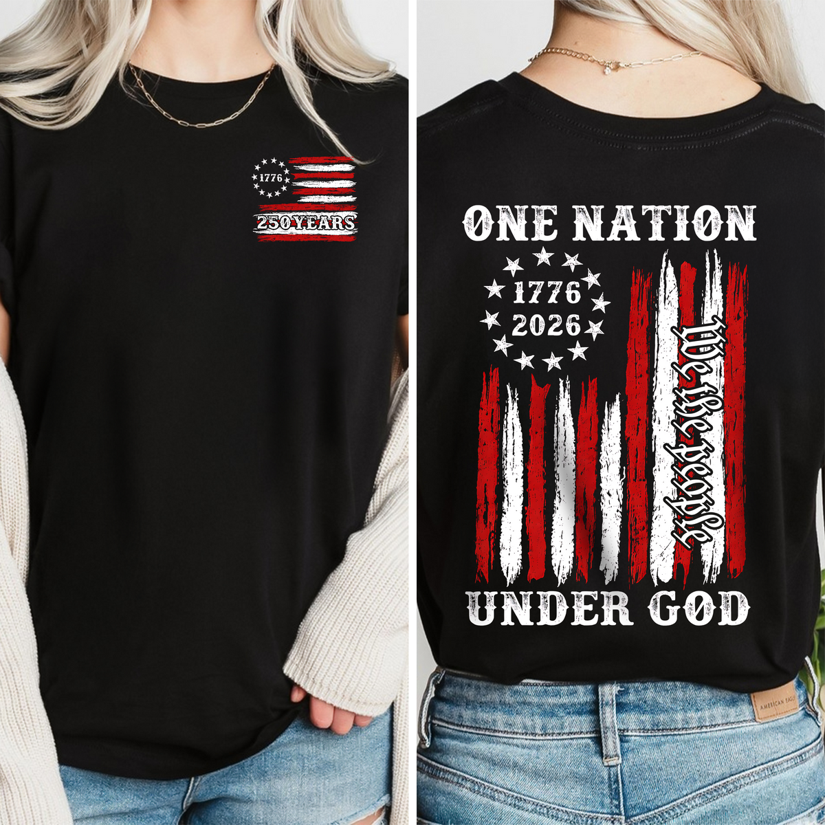One Nation Under God We The People America Front & Back Dark Shirt TH10 169295