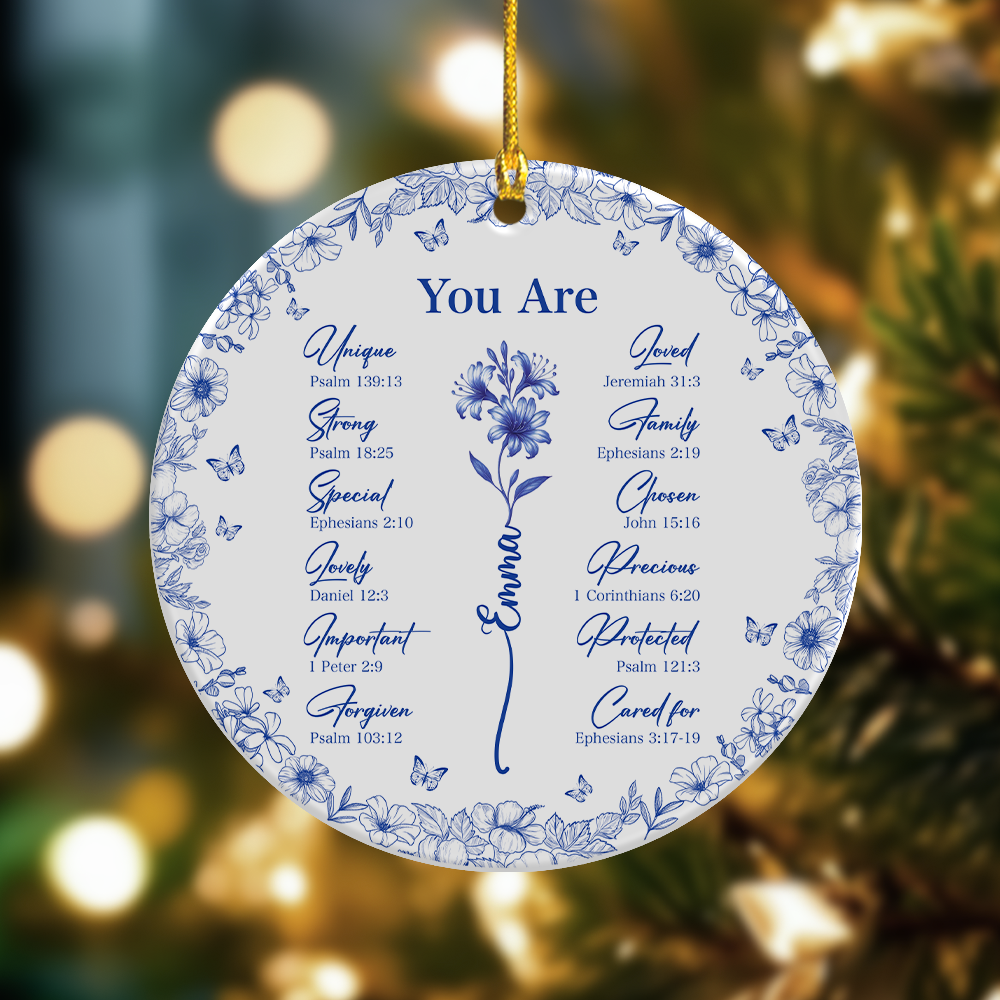 God Says You Are Christian Toile De Jouy Style - Personalized Ceramic Ornament HA75 897158