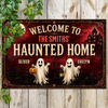 Personalized Spooky Ghost Haunted Home Metal Sign Halloween Home Decoration, Trick or Treat Decor LM32 669647