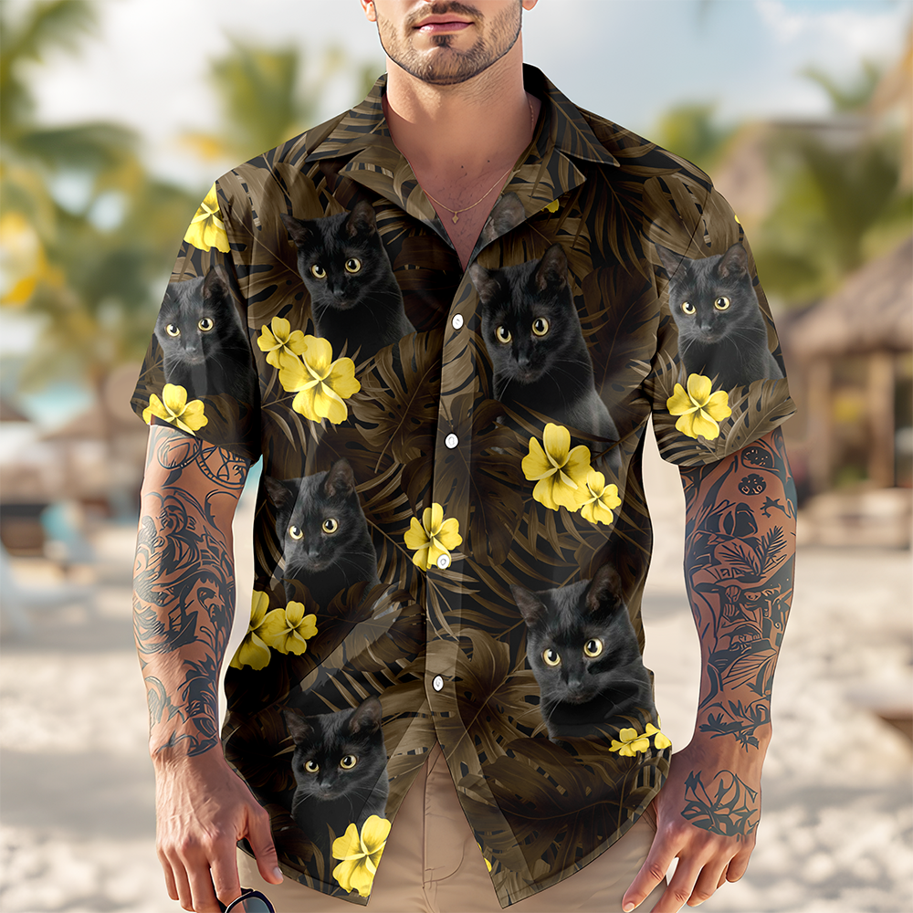 Custom Cat Photo Flower Tropical Hawaiian Shirt TH10 892905