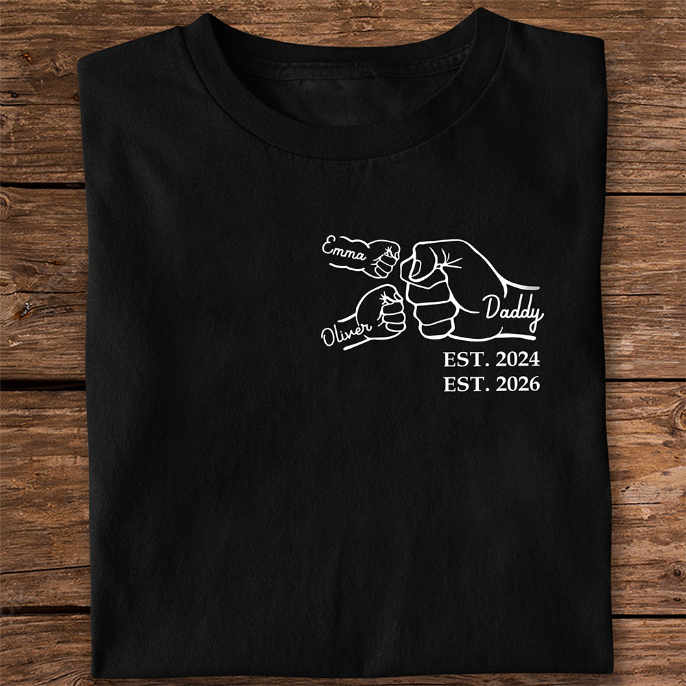 Personalized Kids Hand Dark Shirt for Dad, Father’s Day Gift LM32 899643
