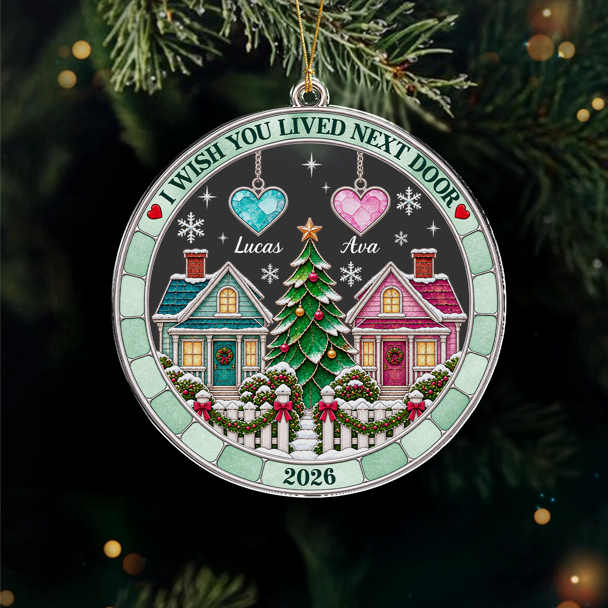 Custom Name I Wish You Lived Next Door Acrylic Ornament CH07 180532