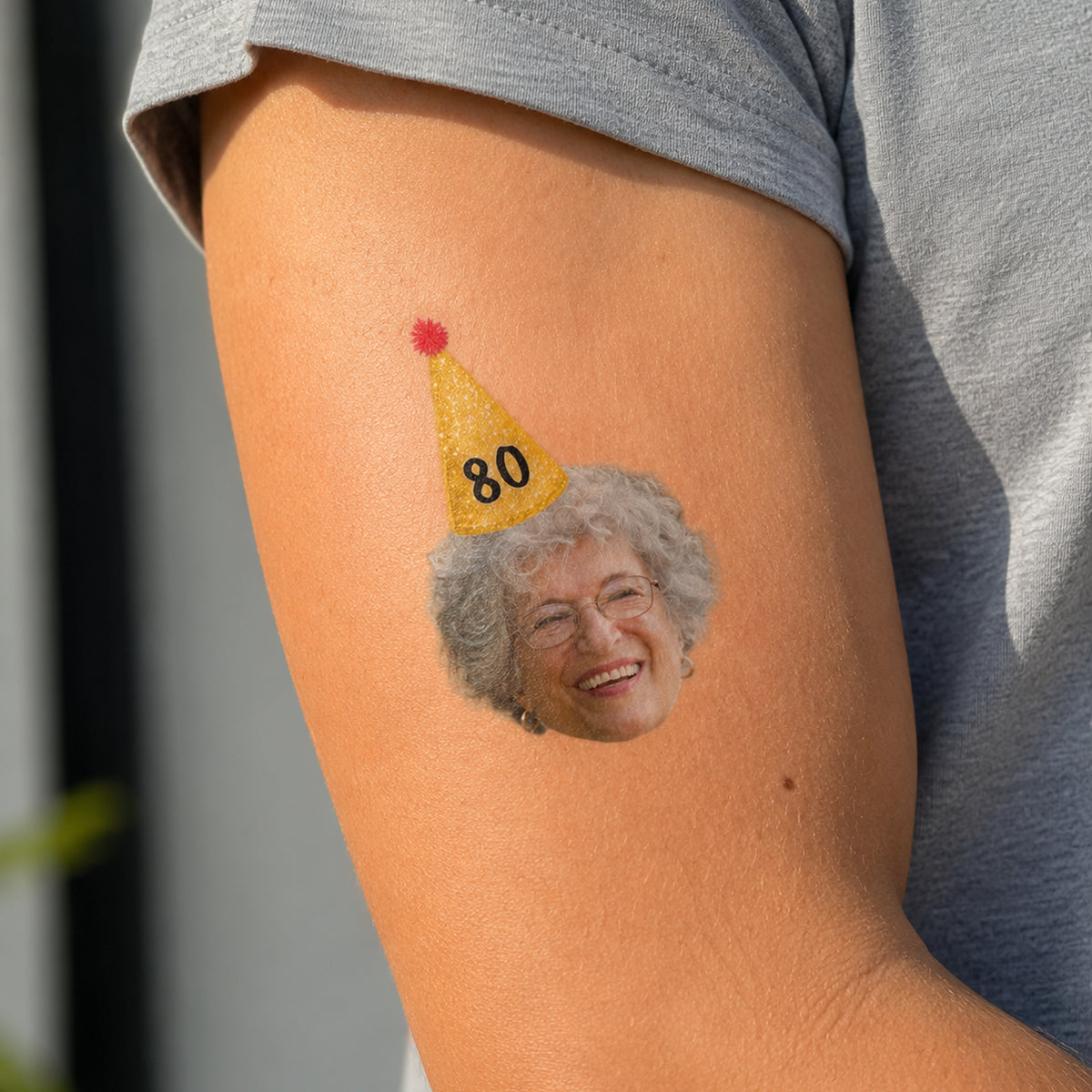 Custom Face Temporary Tattoos With Party Hat, Personalized Birthday Favor TH10 170587
