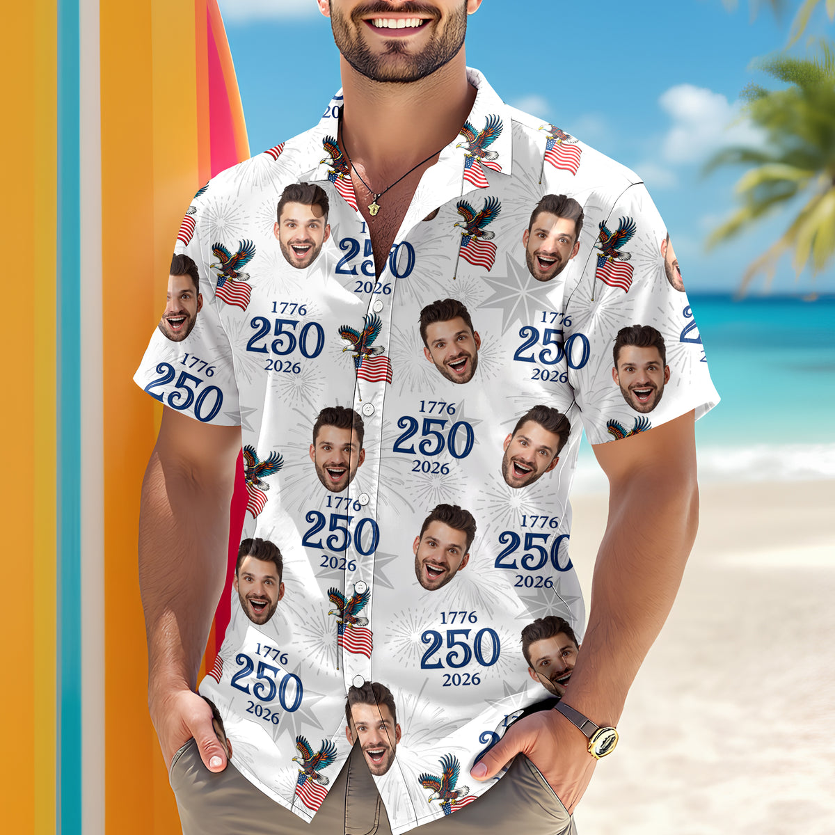 Custom Photo USA 250 Anniversary 1776-2026 Hawaiian Shirt HO82 902050
