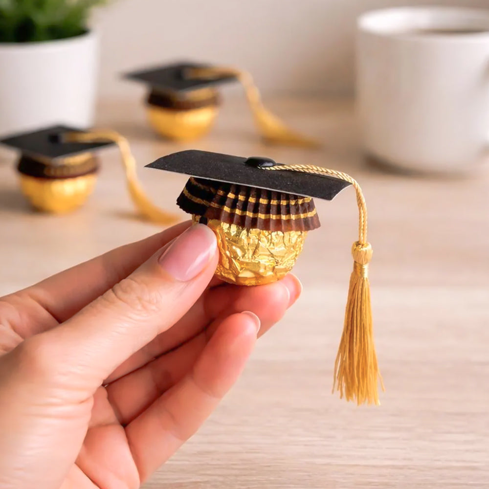 Graduation Gold Wrapped Candy Graduation Favors Mini Graduation Hat Candy Toppers, Grad Party Favors Unique Grad Candy HO82 902262