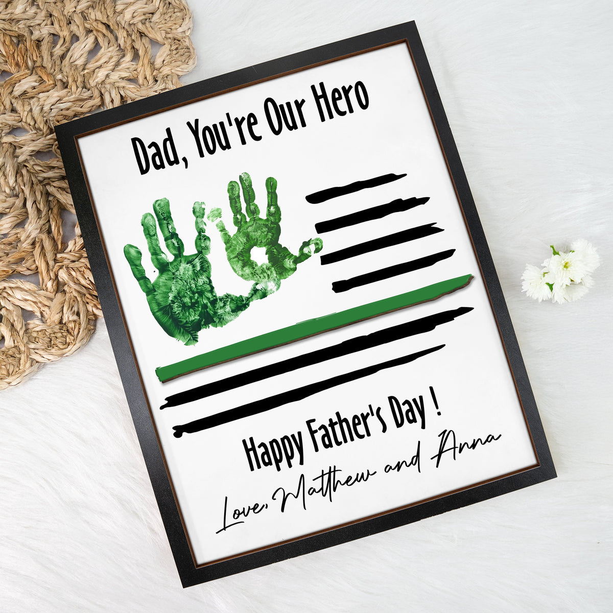 Custom Kid Hand Down Thank To Dad 2-Layered Wooden Plaque With Stand LM32 893555