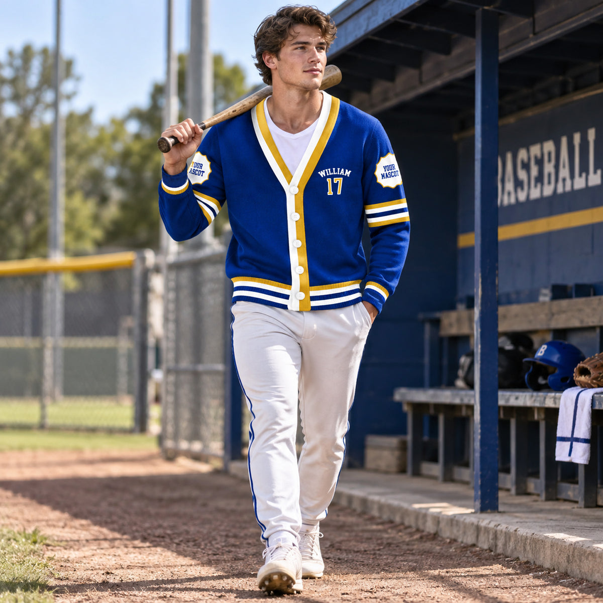 Custom Baseball Photo Varsity V-neck Cardigan Baseball Player Gift HO82 903846