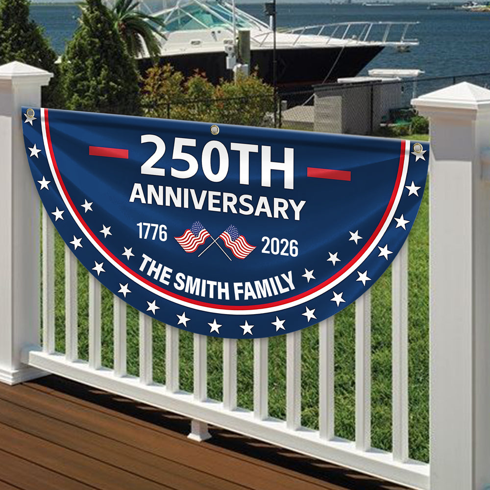 Custom Family Name 250th Anniversary 1776-2026 America Non-Pleated Fan Flag HA75 898792
